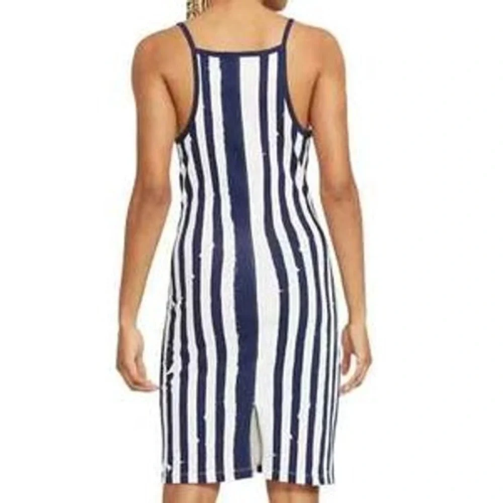 Nike Womens Navy/White Stripe Femme Americana Dress Small Blue White Striped
